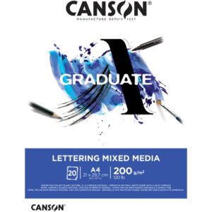 canson graduate lettering multitecnica bloc encolado de 20 hojas a4 de 200g satinado color blanco