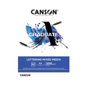 canson graduate lettering multitecnica bloc encolado de 20 hojas a3 de 200g satinado color blanco
