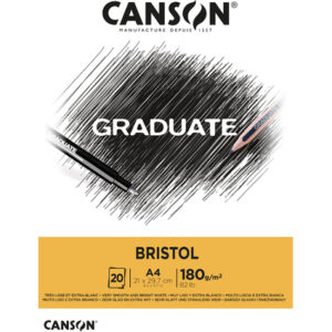 canson graduate bristol bloc encolado de 20 hojas a4 180g extraliso color blanco