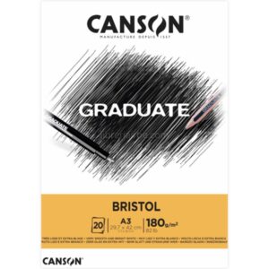 canson graduate bristol bloc encolado de 20 hojas a3 180g extraliso color blanco