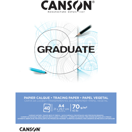 canson graduate vegetal bloc encolado de 40 hojas a4 75g color blanco