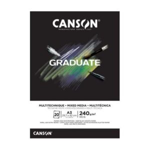 canson graduate mix media bloc encolado de 20 hojas a4 240g grano fino color negro