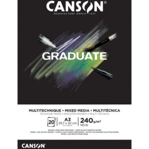 canson graduate mix media bloc encolado de 20 hojas a3 240g grano fino color negro
