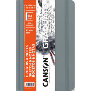 canson graduate sketch cuaderno con 92 hojas 14x21.6cm 90g grano fino tapa dura color gris claro