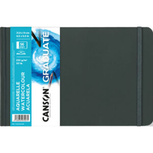 canson graduate acuarela cuaderno con 28 hojas 21.6x14cm 250g grano fino color blanco