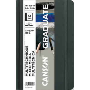 canson graduate mix media cuaderno con 32 hojas 14x21.6cm 220g grano fino color gris