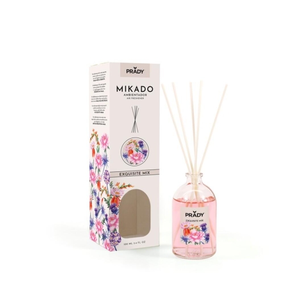 prady ambientador mikado exquisite mix frasco de cristal 100 ml y varitas difusoras