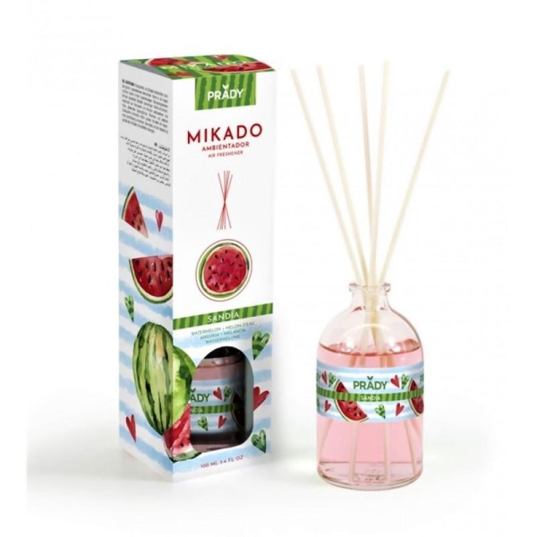 prady ambientador mikado sandia frasco de cristal 100 ml y varitas difusoras