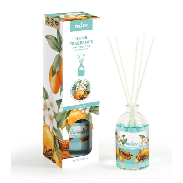 prady ambientador mikado karma frasco de cristal 100 ml y varitas difusoras