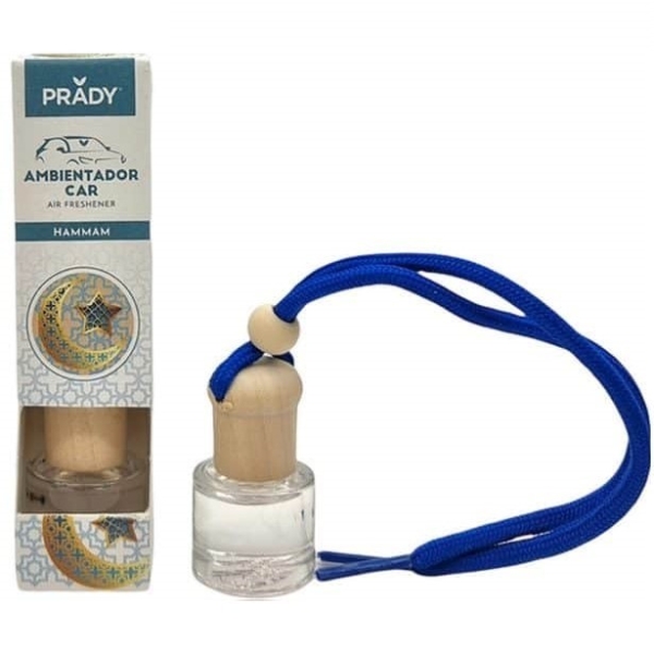 prady ambientador coche hammam frasco de cristal 6 ml y cuerda para espejo retrovisor