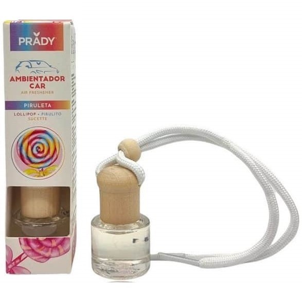 prady ambientador coche piruleta frasco de cristal 6 ml y cuerda para espejo retrovisor