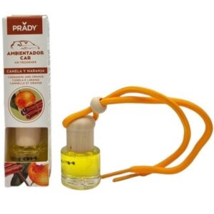 prady ambientador coche canela y naranja frasco de cristal 6 ml y cuerda para espejo retrovisor
