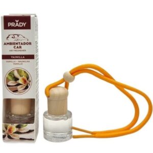 prady ambientador coche vainilla frasco de cristal 6 ml y cuerda para espejo retrovisor