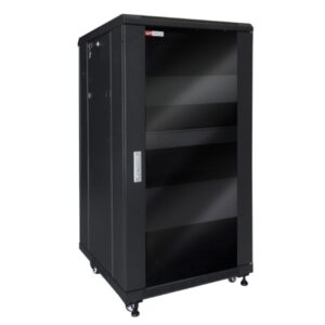 wp rnv 42606 b armario de suelo para video y audio 42u puerta de cristal cerradura de seguridad 600x600x2055mm color negro