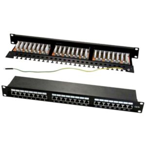 wp patch panel de 24 puertos rj45 cat. 6a stp 1u color negro