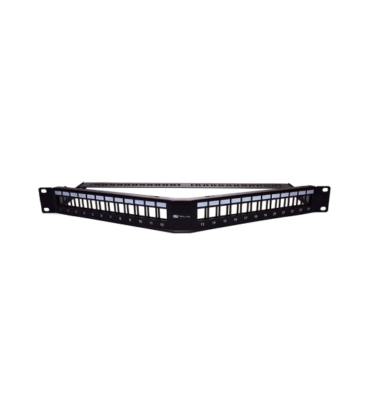 wp patch panel de 24 puertos rj45 cat6 utp 1u keystone angulado color negro