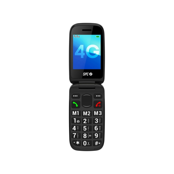 spc harmony 2 4g telefono movil para mayores teclas grandes radio fm boton de sos 3 memorias directas linterna base de carga incluida color negro