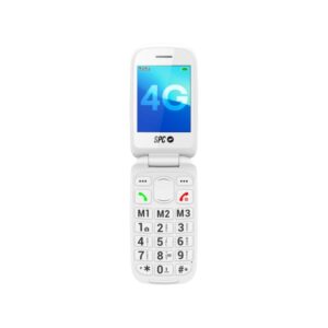 spc harmony 2 4g telefono movil para mayores teclas grandes radio fm boton de sos 3 memorias directas linterna base de carga incluida color blanco