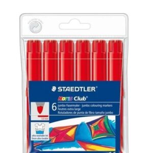 staedtler noris jumbo 340 pack de 6 rotuladores jumbo punta de fibra trazo 3mm tapa ventilada color rojo