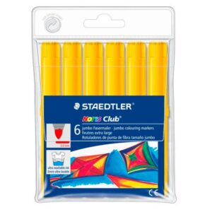staedtler noris jumbo 340 pack de 6 rotuladores jumbo punta de fibra trazo 3mm tapa ventilada color amarillo