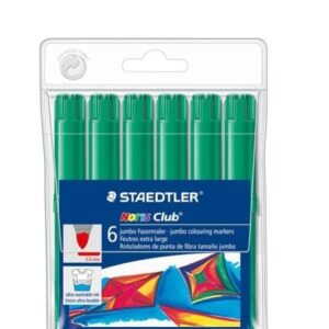 staedtler noris jumbo 340 pack de 6 rotuladores jumbo punta de fibra trazo 3mm tapa ventilada color verde
