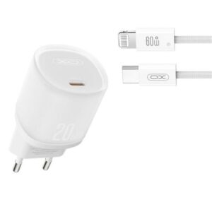xo l143 cargador de corriente 20w usb c pd 3.0 y qc 3.0 incluye cable usb c a lightning color blanco