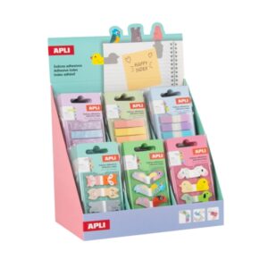 apli expositor con 48 packs de 80 indices adhesivos de papel 44x16mm faciles de despegar organiza tus documentos