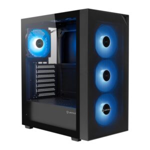 unykach revelat mesh compact edition caja atx, micro atx, itx lateral de vidrio templado 3.5", 2.5" usb a 2.0, usb 3.0 y audio 4 ventiladores argb soporta refrigeracion liquida color negro