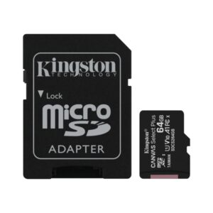 kingston tarjeta micro sdxc 64gb clase 10 100mb/s canvas select plus + adaptador sd