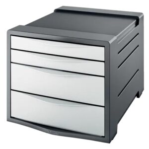 esselte europost vivida buc de 4 cajones 2 medidas de cajon deslizamiento suave base con goma antideslizante color gris/blanco