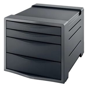 esselte europost vivida buc de 4 cajones 2 medidas de cajon deslizamiento suave base con goma antideslizante color gris/negro