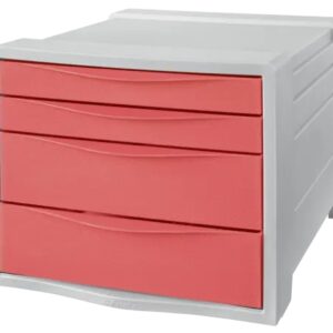 esselte colour'breeze buc de 4 cajones 2 medidas de cajon deslizamiento suave base con goma antideslizante color gris/coral