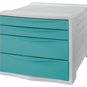 esselte colour'breeze buc de 4 cajones 2 medidas de cajon deslizamiento suave base con goma antideslizante color gris/azul