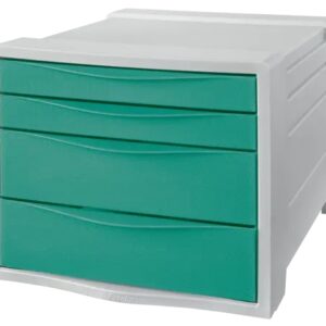 esselte colour'breeze buc de 4 cajones 2 medidas de cajon deslizamiento suave base con goma antideslizante color gris/verde