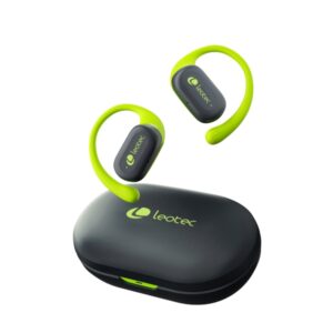leotec open air zenith sport auriculares bluetooth 5.4 estuche de carga 30h autonomia color verde