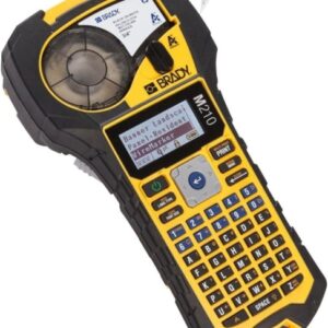 brady m210 impresora de etiquetas portatil pantalla lcd resolución: 203ppp anchura maxima de la etiqueta 19.05mm color amarillo/negro