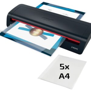 gbc 240hs home office a3 plastificadora calentamiento en 2 minutos desde documentos de identidad hasta documentos a3 compatible con bolsas de 75 a 125 micras color negro /rojo