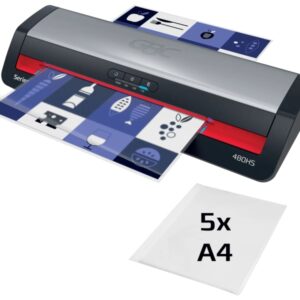 gbc 480hs office a3 plastificadora calentamiento en 1 minuto desde documentos de identidad hasta documentos a3 compatible con bolsas de 75 a 175 micras color negro/plata