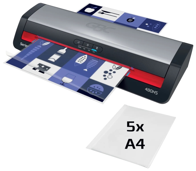 gbc 480hs office a3 plastificadora calentamiento en 1 minuto desde documentos de identidad hasta documentos a3 compatible con bolsas de 75 a 175 micras color negro/plata