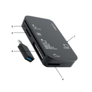 coolbox lector de tarjetas usb a compatible con sd, sdhc, sdxc, mmc, rsmmc, micro sd, micro sdhc, micro sdxc, ms, ms pro, ms duo, ms pro duo, m2 smart card color negro + adaptador usb c
