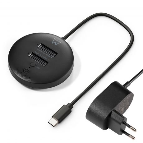 ewent clonador doble bahia nvme m2 usb c 3.2 gen2 indicador led color negro