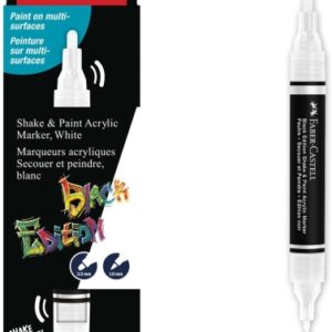 faber castell shake & paint black edition rotulador acrilico doble punta puntas redondas de 1mm y 3mm tinta acrilica al agua color blanco