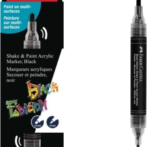 faber castell shake & paint black edition rotulador acrilico doble punta puntas redondas de 1mm y 3mm tinta acrilica al agua color negro