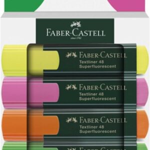 faber castell textliner 48 pack de 4 marcadores fluorescentes punta biselada trazo entre 1.2mm y 5mm tinta con base de agua colores surtidos
