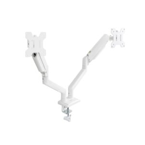 tooq soporte de mesa con brazos articulados para 2 monitores de 13" 34" giratorio e inclinable piston de gas peso max 10kg x brazo vesa 100x100mm color blanco