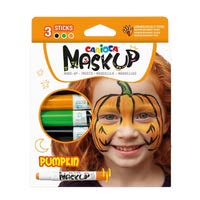 carioca mask up pumpkin pack de 3 colores para la piel colores brillantes lavables base agua incluye dos tutoriales paso a paso colores naranja, verde y negro