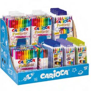 carioca fineliner expositor con 50 packs surtidos de rotuladores fineliner punta blanca de acetal 0.5mm colores surtidos