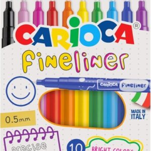 carioca fineliner pack de 10 rotuladores punta blanca de acetal 0.5mm colores surtidos