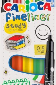 carioca fineliner study pack de 5 rotuladores punta blanca de acetal 0.5mm colores surtidos