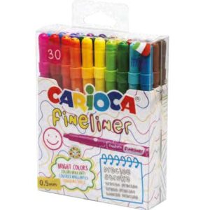 carioca fineliner pack de 30 rotuladores punta blanca de acetal 0.5mm colores surtidos